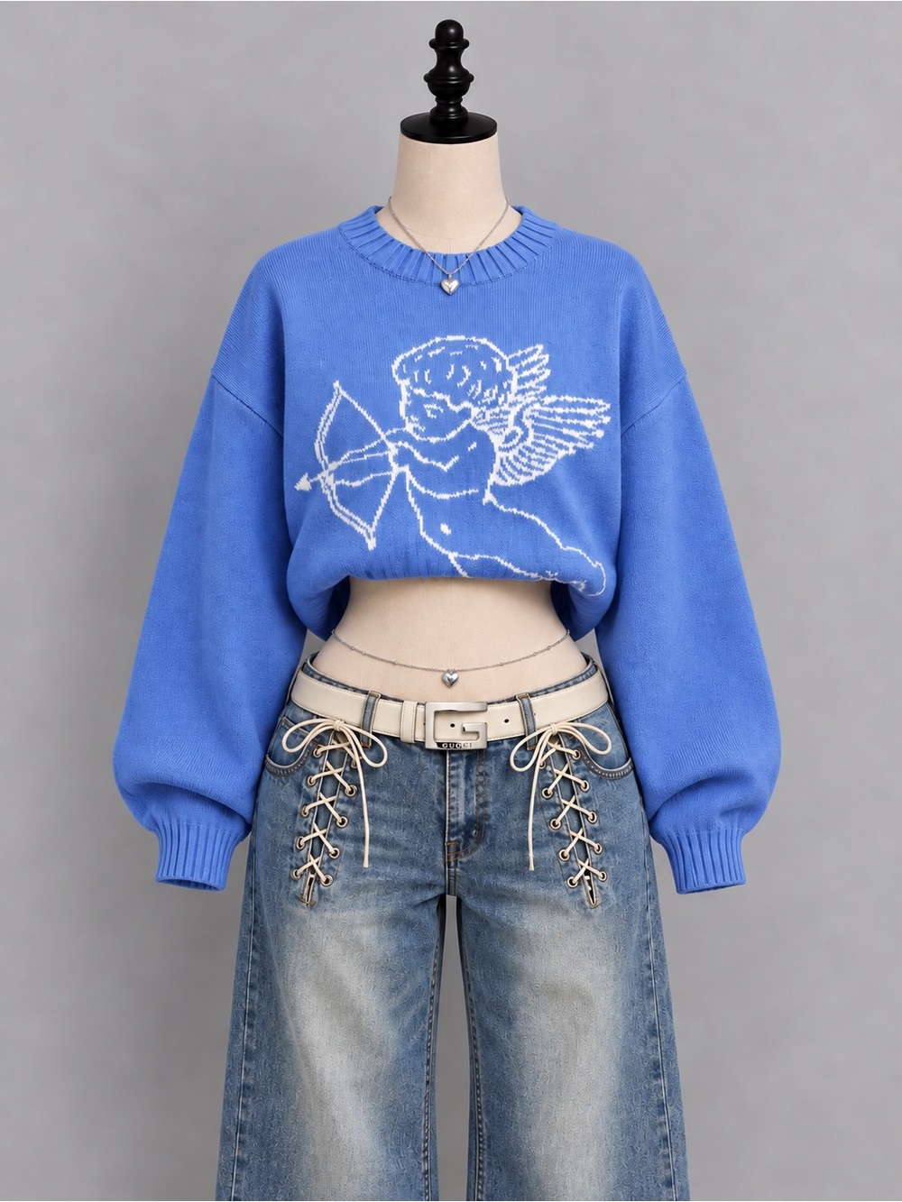 Streetwear Society Sky Blue Cherub Crewneck OverSized Sweater